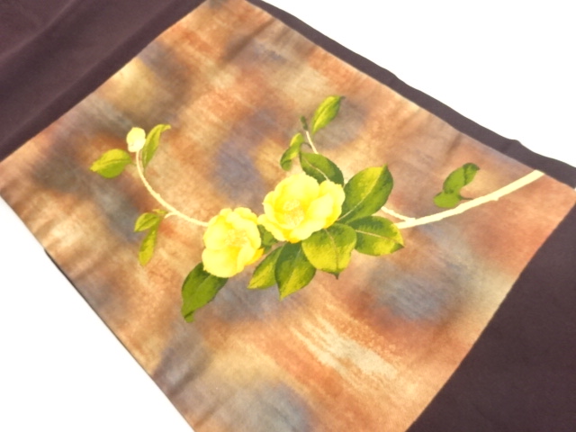 椿模様織出し名古屋帯